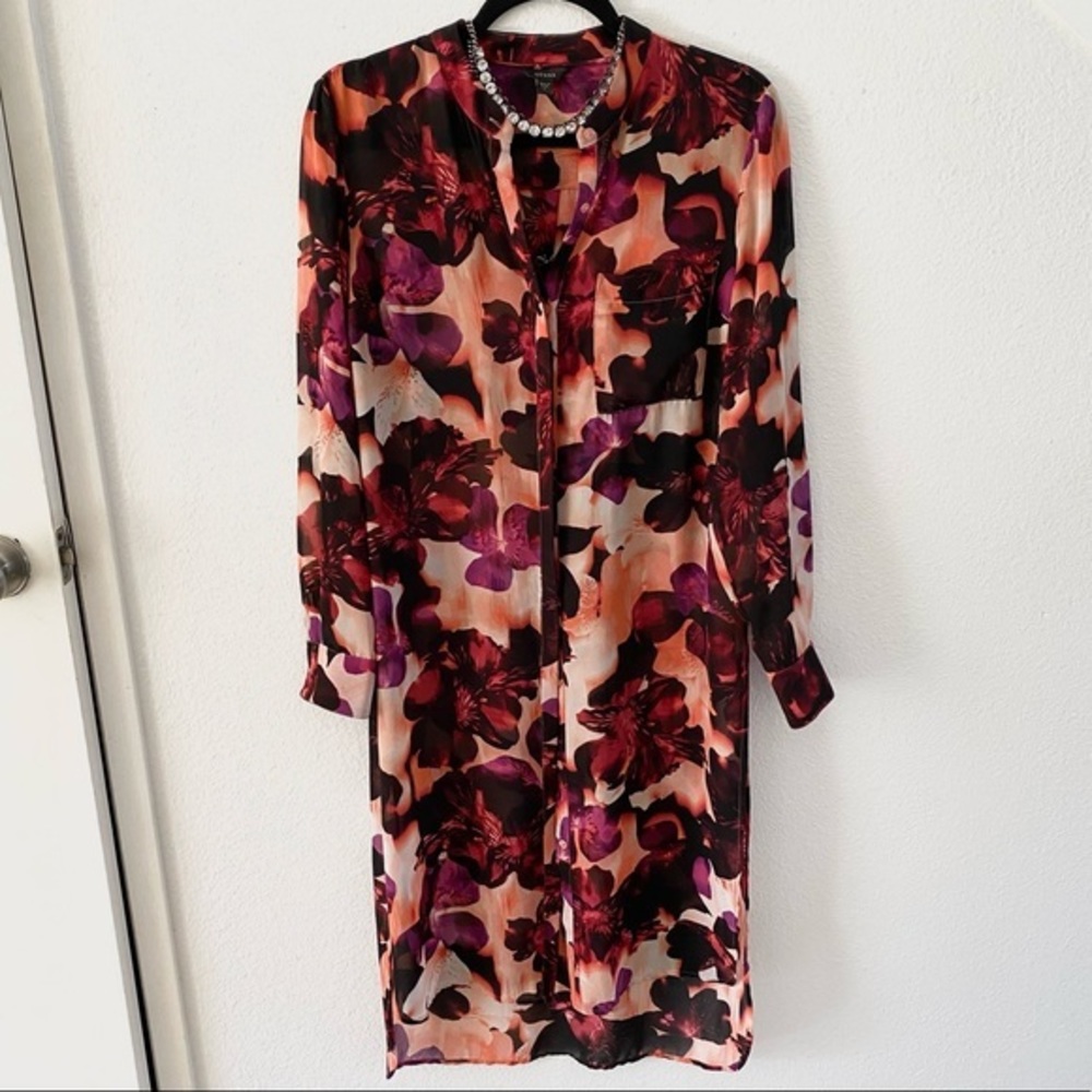 GUESS Floral Buttondown Kimono Blouse Shirt